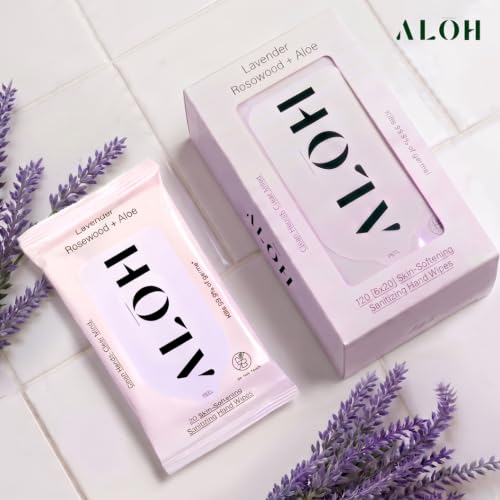 Image of ALŌH Lavender Rosewood + Aloe Hand Sanitizer Wipes, Travel Size