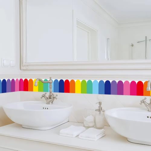 Pizarra blanca y borde arcoíris de 10x1000 cm para decoración de aula 6
