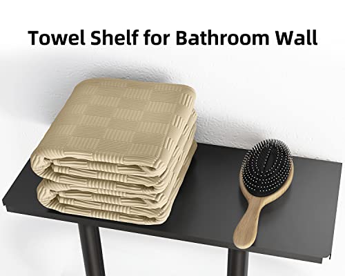 Towel Rack Wall Mounted, Bethom Towel Rack With Metal Shelf And 3 Hooks For Small Bathroom, Towel Storage Wall Can Holds Up To 3 Large Size(63X40 Inch) Of Rolled Towels, Black #TOP3