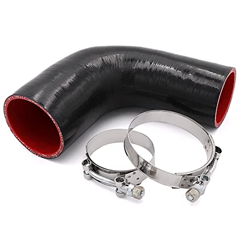 Taukealugs 90 Degree Elbow Reducer Coupler Silicone Hose 4-Ply 2.5inch to 3-inch for Turbo/Intercooler/Intake Piping,Length 102mm Thickness 5mm with T-Bolt Clamp