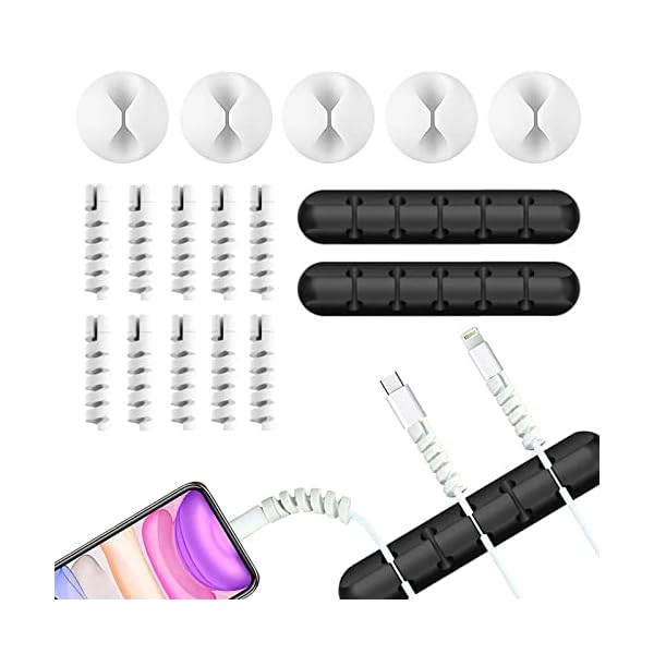 YMCRLUX Kabelclips Kabelhalter und Kabelschoner, Silikon selbstklebend Kabel Organizer Clips für Schreibtisch…