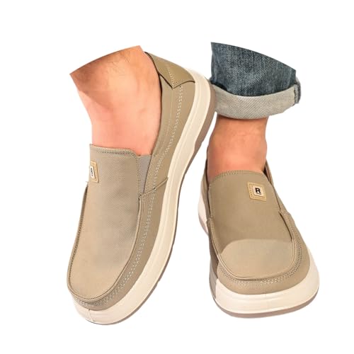 Zapatos Deportivos Casuales para Hombre, versión Coreana, Tendencia de Moda, Transpirables, sin Cordones. (Khaki, 42)