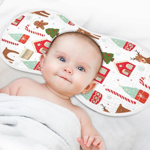 Burbuja Christmas Elements Muslin Baby Burp Cloths, Soft & Absorbent Cotton Burping Rags for Newborn Boys & Girls, 4 Pack4