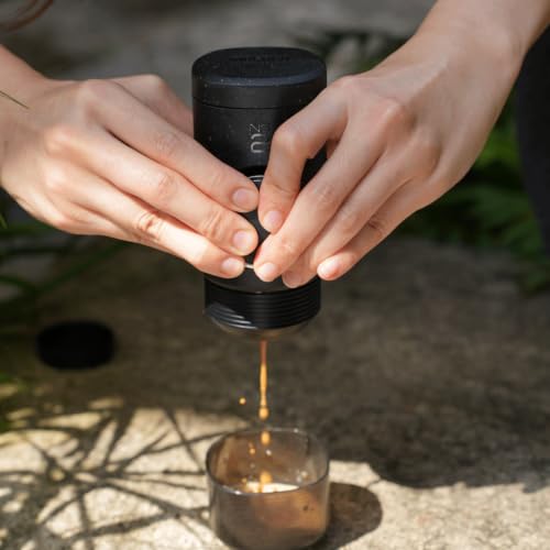 Image of WACACO Minipresso NS2, Portable Espresso Machine, Compatible Original NS Capsules, Travel Coffee Maker, Manually Operated from Piston Action (Coal Black)