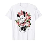 Disney Minnie Mouse Holiday Floral Christmas Portrait T-Shirt