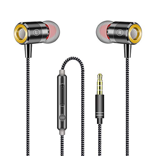 Écouteurs Intra-Auriculaires avec Micro, Pomisty Oreillettes Filaires Haute Qualité Audio Anti-Bruit Casque de Musique Stéréo Ergonomique avec Télécommande pour iPhone Smartphones Android MP3