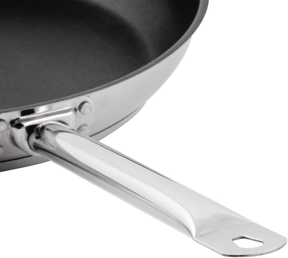 Soro Essentials- 14” Stainless Steel Non Stick Restaurant Frying Pan with Helper Handle- Non Stick Coated Fry Pan Skillet Egg Pan Omelet Pan for Searing Sautéing Induction Ready Kitchen Restaurant