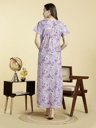 Image of 9shines Label Stylish Chikankari Cotton Nighty Maxi for Women | Full Length Nightgown | Nightdress with Pocket | Embroidery Nighty | Soft Comfortable Cotton Nightwear (1545)