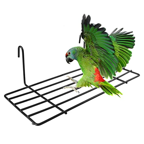 Image of TEHAUX Bird Perch, Bird Cage Grid Perch Parrot Platform Grid Frame Parrot Stand Shelf for Cage Playground s Toys Standing for Parakeet Cockatiel - Black 1pc