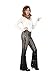 Nawgut Sequin Flare Pants Sparkly Glitter Bell Bottom High Waisted Hollow Trousers Party Clubwear for Women-XX-Large Black