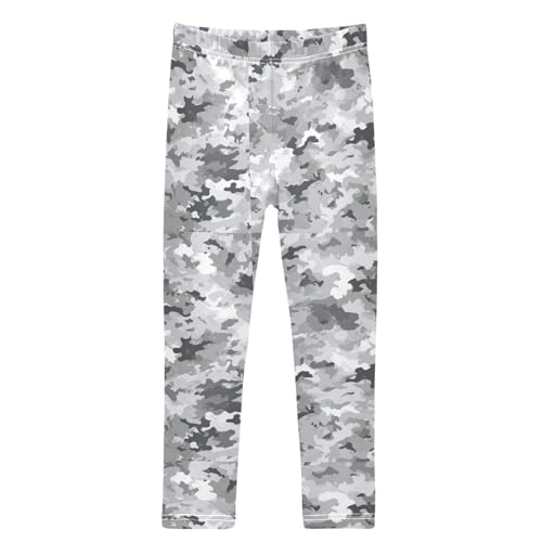 Boccsty White Dark Grey Military Camouflage Girls Leggings Kids Yoga Pants Dance Active Tights 4T