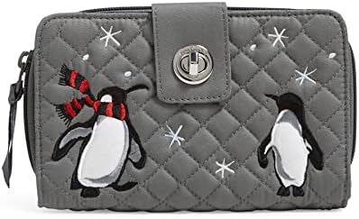 Vera Bradley Women's Cotton Turnlock Wallet With RFID Protection, Penguin Pair - Recycled Cotton, One Size