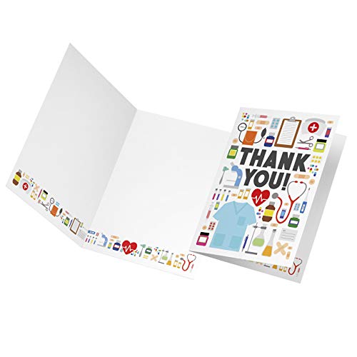 Tiny Expressions - Medical Appreciation Card Set For Nurses, Doctors, Emts And Medical Administrative Staff With Envelopes (4 Pack) | Full Color Inside And Outside Medical Themed Thank You Cards #TOP1