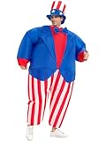 JYZCOS Inflatable Uncle Sam Costume Adult July 4th American Independence Day Patriotic Party Dress Suit with Hat