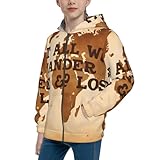 BERMEIZ Not All Those Who Wander Are Lost 2 Print Kid Hoodies Boys Youth Zip Up Sweatshirts Girls Pullover with Pocket Black