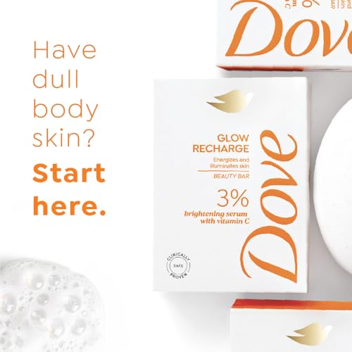 Image of Dove Glow Recharge Serum Beauty Bar | 3% Brightening serum + Vit C | Energizes & Illuminates skin | Paraben & SLS free | 375g (125g x 3)