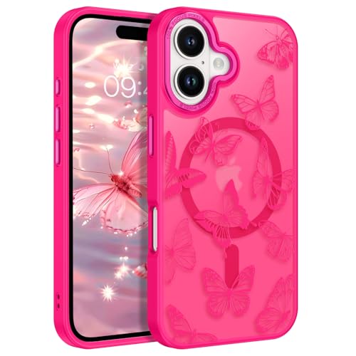 Coque iPhone 16 Plus papillon rose vif pour sublimer vos looks d'été