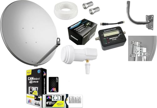 Generico Parabola 60cm antiruggine+lnb+Cavo+Staffa+SAT Finder+Cam+Card (con LNB 1 Uscita)