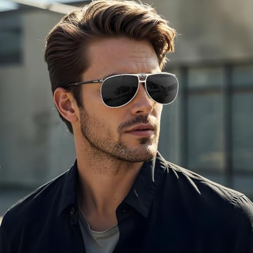 Trysee Polarized Clip on Sunglasses Over Prescription Glasses Aviator Style UV400 Protection Flip Up TS-CO-0132