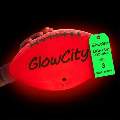 GlowCity Glow in The Dark Football - Size 3 Light Up LED Ball for Kids Ages 8-12 - Cool...