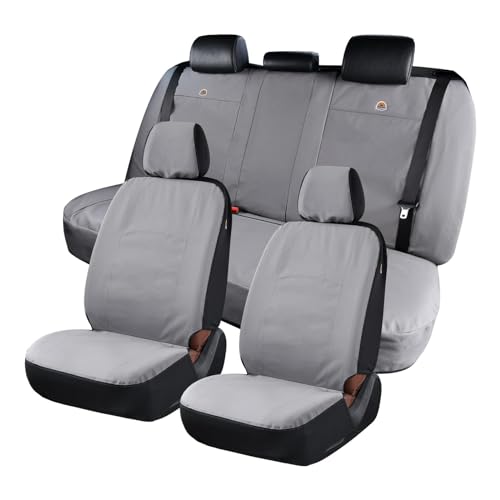 Image of Coverado Car Seat Covers Front, Canvas Universal Seat Covers for Cars, 2-Pack Car Seat Cushions, Auto Seats Protectors for Kids & Dogs, Driver Seat Covers Fit for Most Vehicles Trucks SUVs /Gray