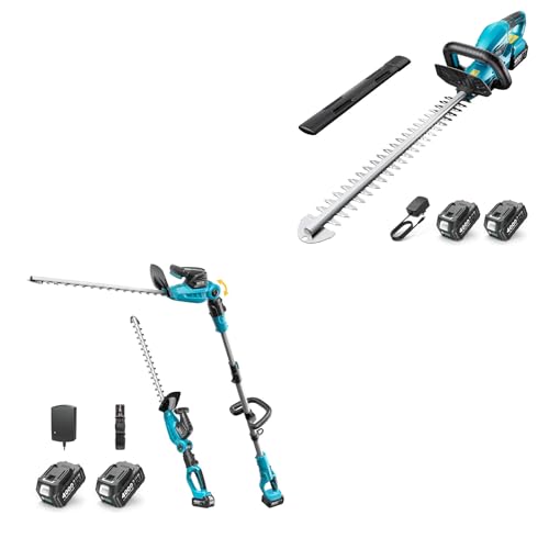 SEESII Cordless Hedge Trimmer for Garden: Electric Handheld Bush Trimmer +SEESII Pole & Cordless Hedge Trimmer 2-in-1: Electric Bush Trimmer