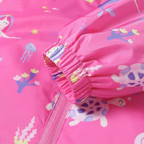 image for MGEOY Girls Rain Jacket Lightweight Waterproof Hooded Cotton Lined Rai
