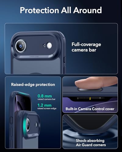 Image of ESR for iPhone Air Case, Camera Control Cover, Compatible with MagSafe Accessories, TPU for iPhone 17 Air Case, Military-Grade Protection, Shock-Absorbing Corners, Hybrid Series, Frosted Blue