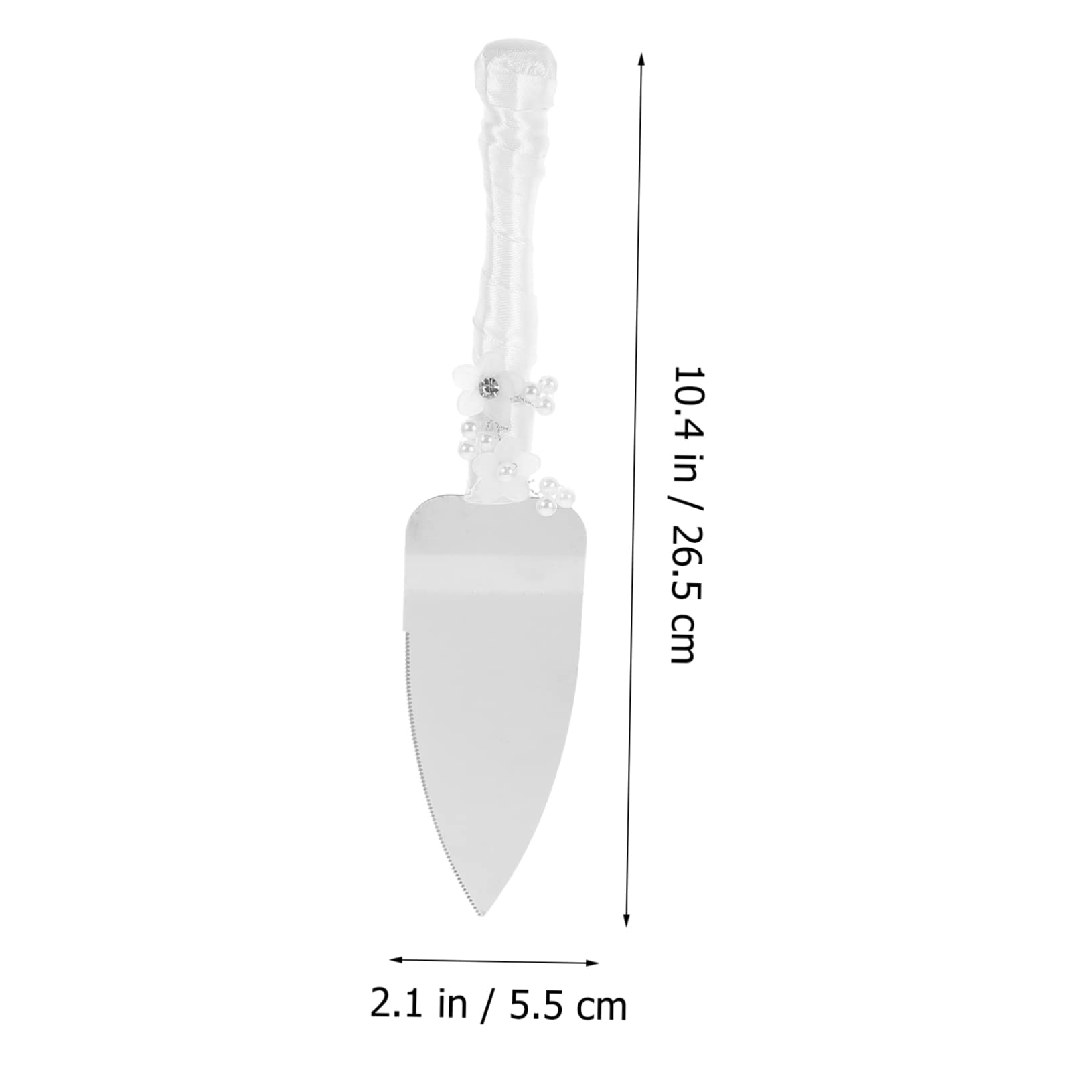 Luxshiny 1Set Elegant Pearl Decorated Goblet Wedding Flutes Cake Cutting Tools Spatula Cutter for Birthdays Parties and Special Occasions Easy Clean Design