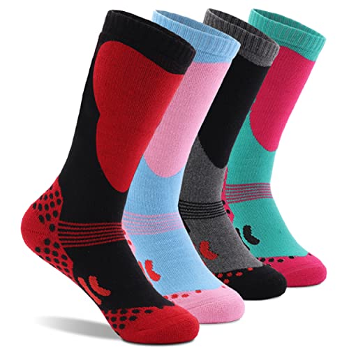 Azarxis Kid Ski Socks Christmas Thick Warm Thermal Children Long Knee Snow Socks For Boy Girl Skating Skiing Snoboarding (Xs, Love Pattern - 4 Pack) #TOP5