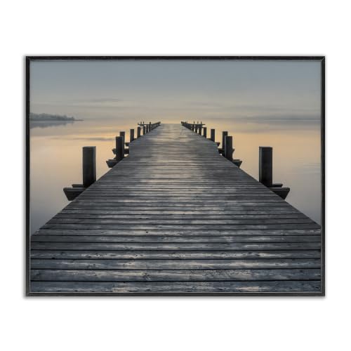 Quiet Serene Dock Pier Sunrise, 16 x 20 Inch Framed Giclée Print