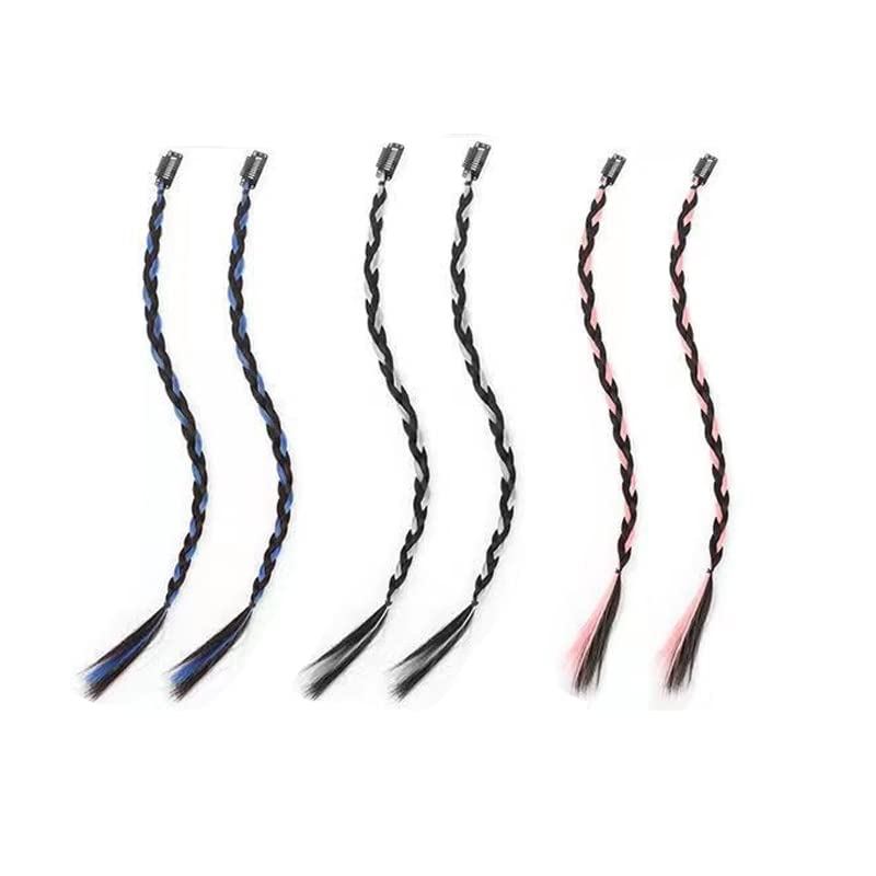 Miniatura 2 de Peluca sintética de 18 pulgadas, 6 piezas de trenzas de bebé, cortina frontal con flequillo, extensiones de cabello largo con clip, trenzas de cola