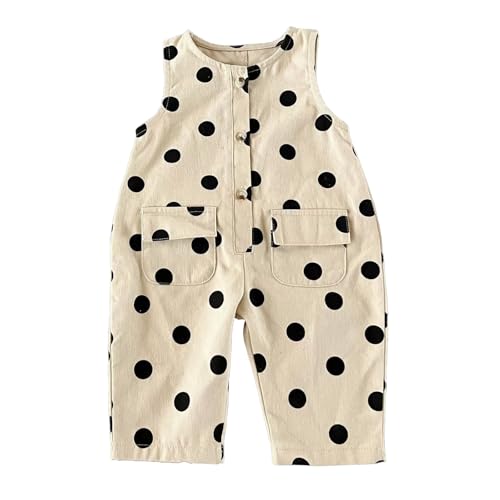 Image of Cantuccistudio Unisex Baby Round Neck Dot Print Romper – Soft Cotton Blend, Spring/Autumn Breathable & Durable Jumpsuit