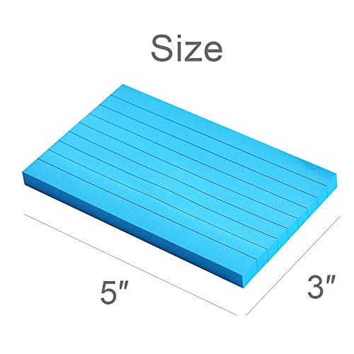 Image of Lined Sticky Notes 3X5 in Bright Ruled Stickies Colorful Memo Pads