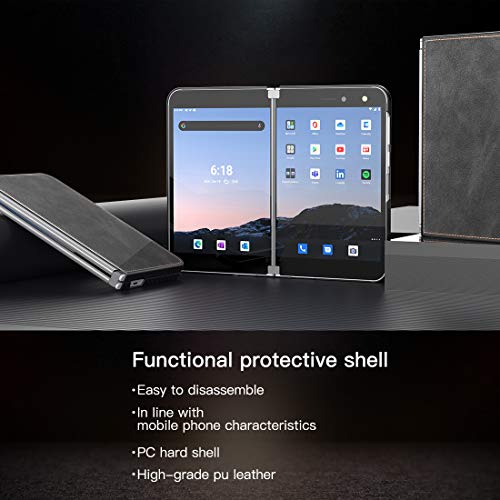 Feitenn Leather Slim Case For Microsoft Surface Duo Case 2020, Lightweight Folio Thin Pu Leather Cover Durable Protective Bumper Shockproof Defender Shell For Microsoft Surface Duo 8.1" 2020 - Black #TOP1