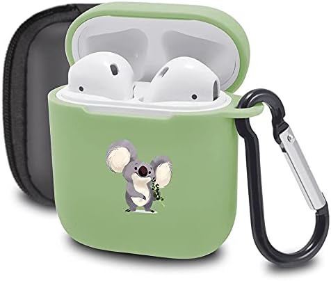 LuGeKe Cute Koala Green Case Cover for Airpods 1/2 with Keychain, Lovely Koala Bear Soft Shockproof Fun Animal Print Protective Airpods 1/2 Cases Cool Charging Case with Design for Boys Girls Friend