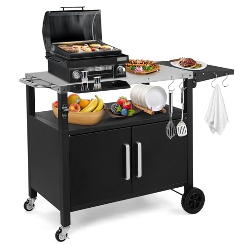 Outopee Outdoor Grill Dining Cart Pizza Oven Serving Trolley