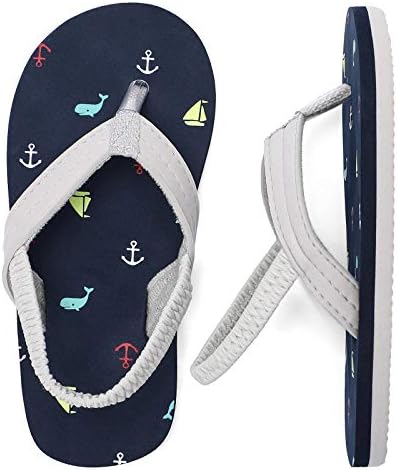 tombik Toddler Boy Sandals Shoes, Summer Flip Flops, Toddler Boy Water Shoes for Beach/Pool/Swim Navy/Gray 4-5 US M Toddler