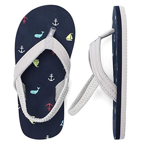 tombik Toddler Boy Sandals Shoes, Summer Flip Flops, Toddler Boy Water Shoes for Beach/Pool/Swim Navy/Gray 4-5 US M Toddler