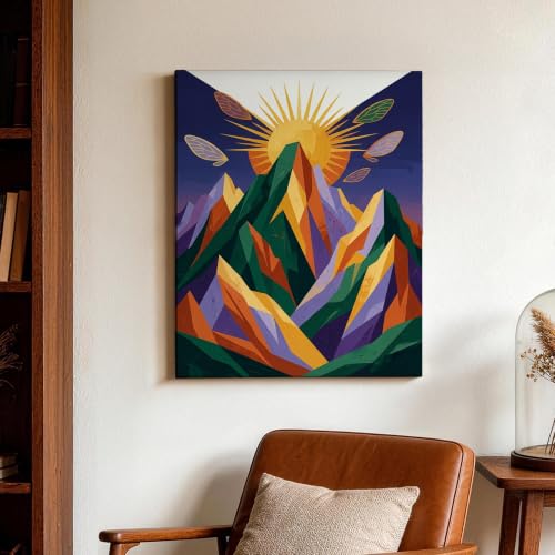 Lienzo abstracto de amanecer para decorar tu sala de estar moderna 3