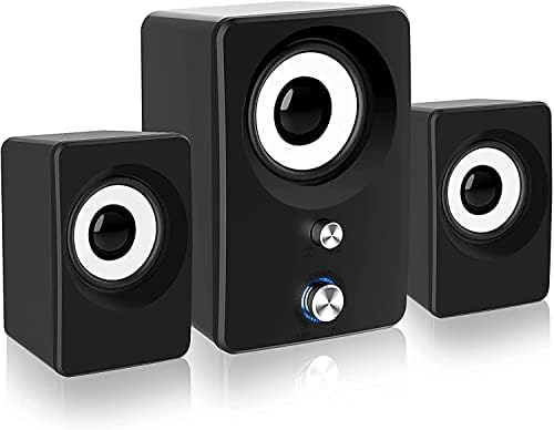 HEANTTV 2.1 PC Speakers with Subwoofer, USB-Powered Speakers System 3.5mm AUX for Desktop or Laptop PC, Black Computer Speakers