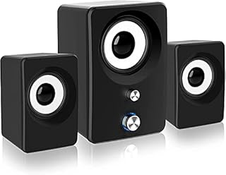 HEANTTV 2.1 PC Speakers with Subwoofer, USB-Powered Speakers System 3.5mm AUX for Desktop or Laptop PC, Black Computer Speakers