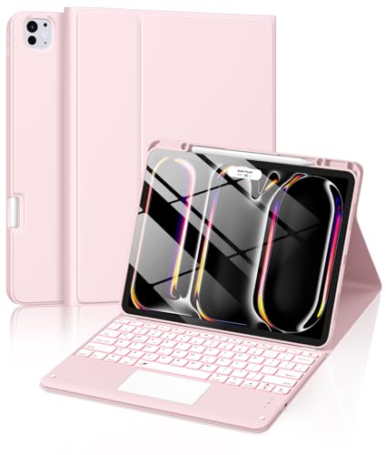 Harvopu iPad Pro 13�C���`�p�P�[�X �L�[�{�[�h�t�� (M5/M4) 2025/2024 ���C���C�����X���O���\�L�[�{�[�h �}���`�^�b�`�g���b�N�p�b�h�t�� 7�F �o�b�N���C�g�t�� �t�H���I�J�o�[ iPad Pro 13�C���`�p �s���N