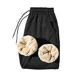 SKYWPOJU Herren Jogginghose Warme Verdickt Fleece Gefüttert Thermohose Herbst Winter Outdoor Sport Jogging Fitness Freizeit Sporthose (Color : Black, Size : L)