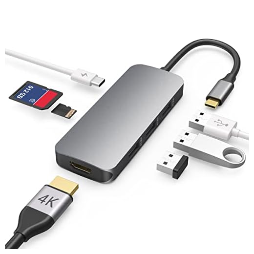 Hub USB C 7 en 1, Adaptateur multiport USB-C vers 4K HDMI, 3 Ports USB 3.0, SD / TF, Port de Charge PD 100 W, pour MacBook / MacBook Pro / Huawei Matebook / Huawei Mate10 / Samsung Galaxy S8 DC68EU