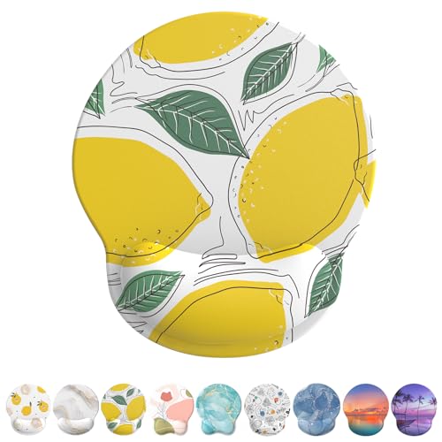 Image of eulps Mouse Pad with Wrist Rest, Comfortable Computer Mousepad with Gel Wrist Support Smooth Surface and Non-Slip PU Base for Pain Relief, Laptop, Office & Home (Lemon)