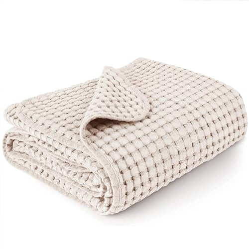 Konssy Waffle Baby Blanket - Soft & Cozy Nursery Swaddle Blanket, Lightweight Toddler Throw for Boys & Girls, Ideal for Wrapping (Oat)