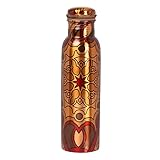 Copper Water Bottle - 30 Oz Large - A Multi-print Design for Ayurvedic Pure Copper Vessel For Drinking Healthy Water