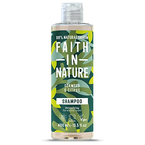 Faith In Nature Natürliches Meeresalgen und Zitrus-Shampoo, entgiftend, vegan und tierversuchsfrei, ohne SLS oder Parabene, für alle Haartypen, 400 ml
