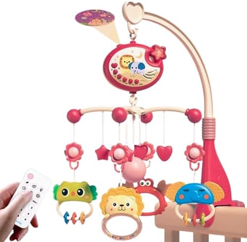 Oyuncak Pilli Işıklı Müzikli Projektörlü Kumandalı Sabitlemeli Dönence Çıngıraklı Dişlikli Bebek Yatıştırıcı Zaman Ayarlı (kırmızı) - Görsel 1